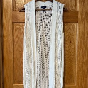 GAP Ivory Open Knit Sleeveless Cardigan
